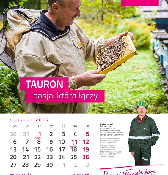 kalendarz dla firmy Tauron / projekt agencja ArtGroup